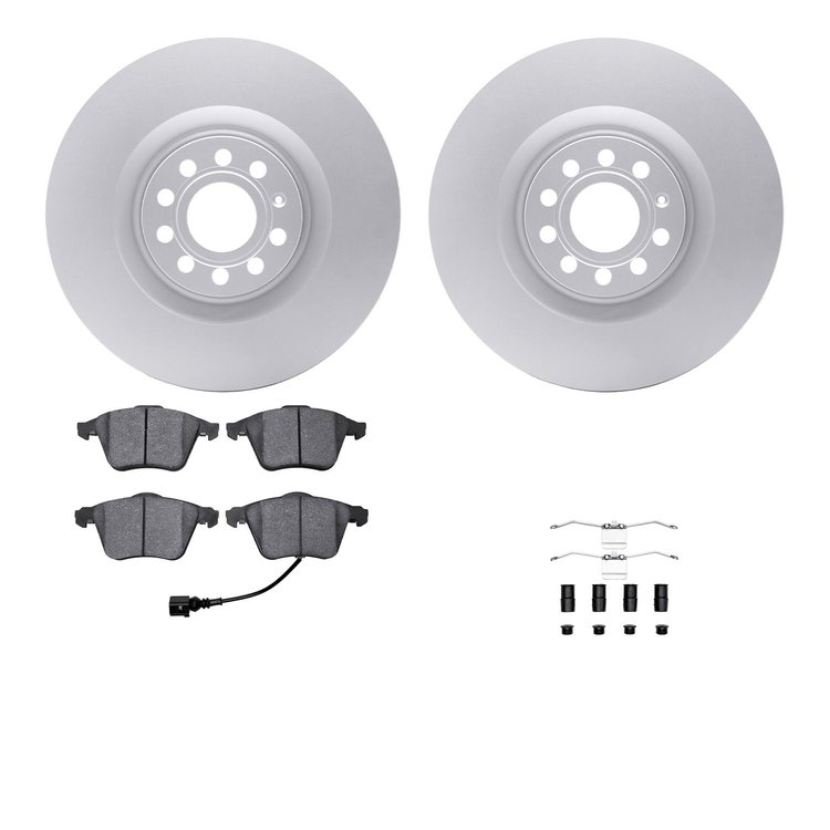 4512-74120 Geospec Brake Rotors w/5000 Advanced Brake Pads Kit & Hardware, 2008-2013 Audi/Volkswagen, Position: Front