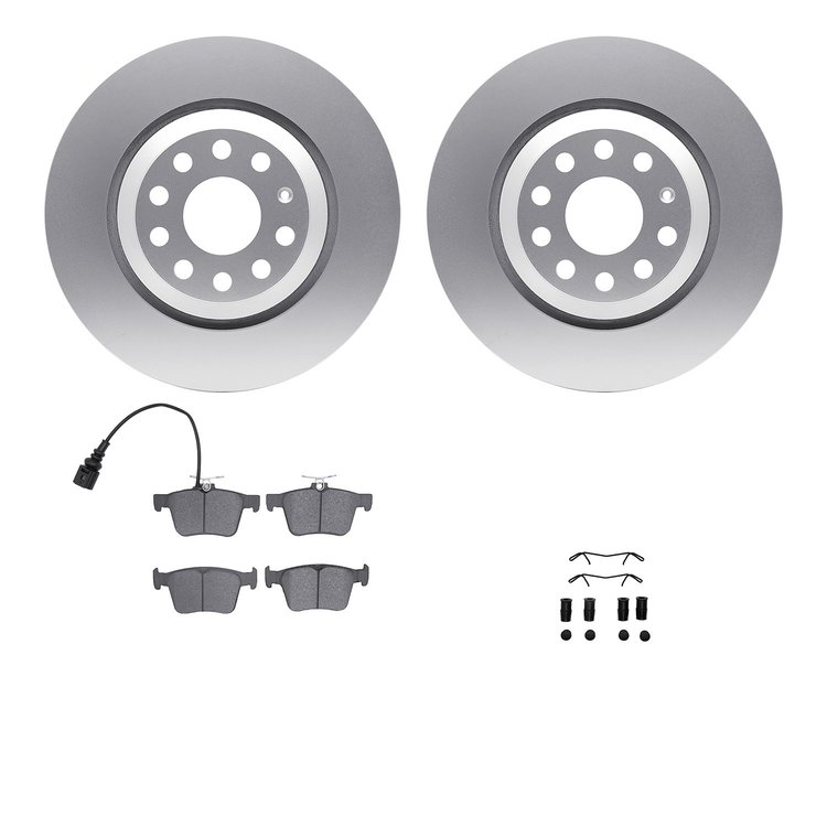 4512-74125 Geospec Brake Rotors w/5000 Advanced Brake Pads Kit & Hardware, Fits Select Audi/Volkswagen, Position: Rear
