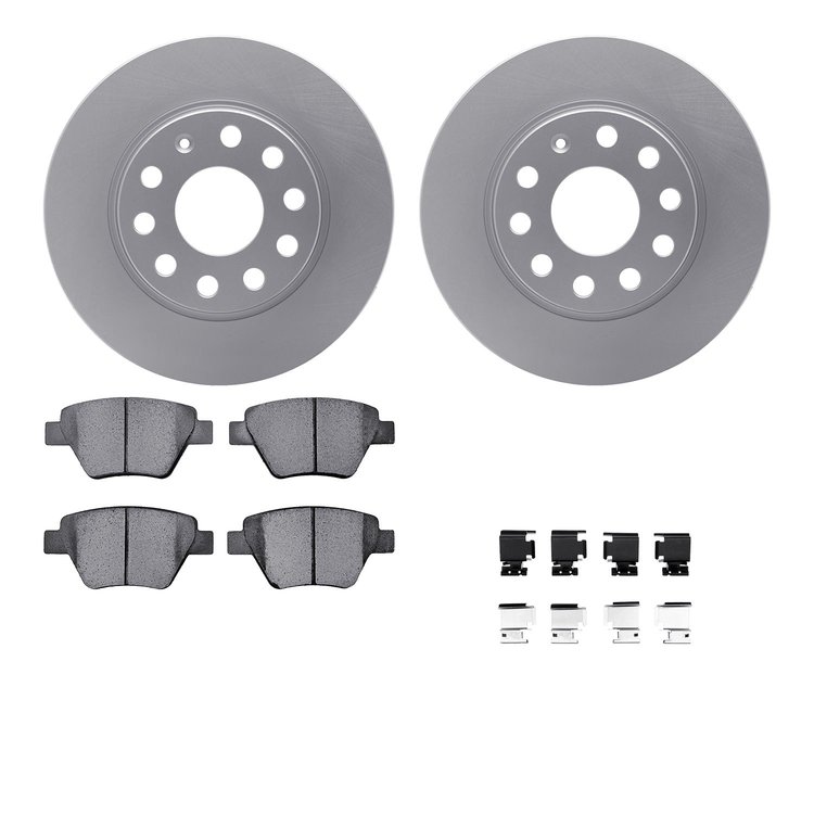 4512-74128 Geospec Brake Rotors w/5000 Advanced Brake Pads Kit & Hardware, 2005-2016 Audi/Volkswagen, Position: Rear
