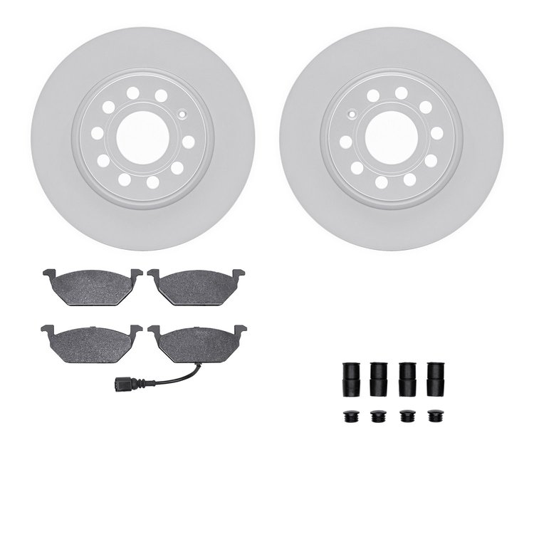 4512-74134 Geospec Brake Rotors w/5000 Advanced Brake Pads Kit & Hardware, 2011-2015 Audi/Volkswagen, Position: Front