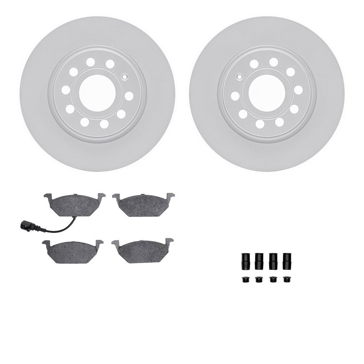 4512-74135 Geospec Brake Rotors w/5000 Advanced Brake Pads Kit & Hardware, 2005-2010 Audi/Volkswagen, Position: Front
