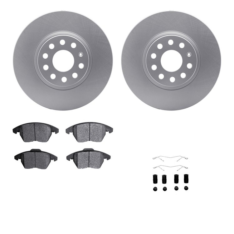 4512-74148 Geospec Brake Rotors w/5000 Advanced Brake Pads Kit & Hardware, 2005-2015 Audi/Volkswagen, Position: Front