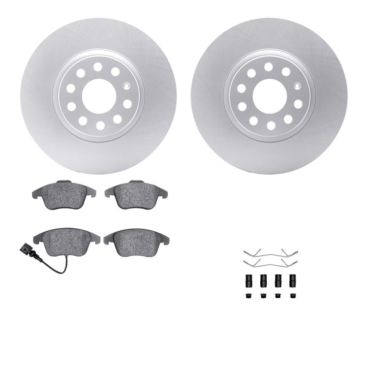 4512-74151 Geospec Brake Rotors w/5000 Advanced Brake Pads Kit & Hardware, 2009-2013 Audi/Volkswagen, Position: Front