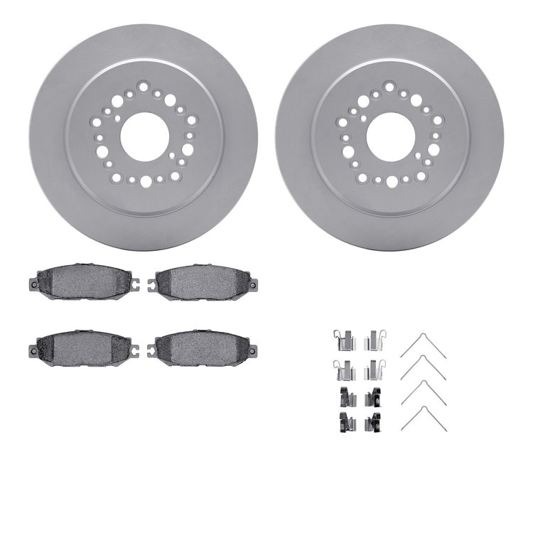 4512-75041 Geospec Brake Rotors w/5000 Advanced Brake Pads Kit & Hardware, 1993-2000 Lexus/Toyota/Scion, Position: Rear
