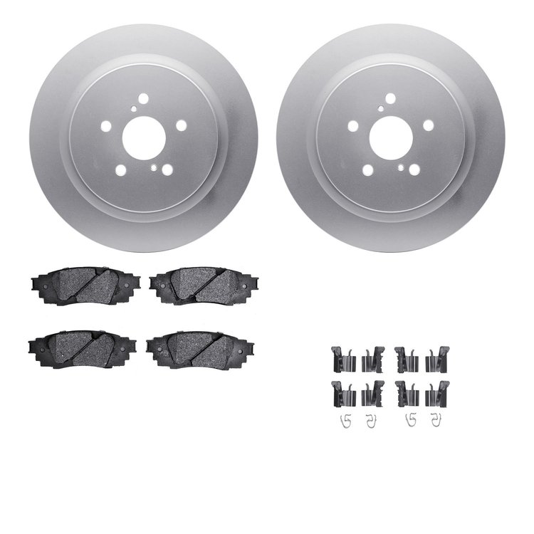 4512-75058 Geospec Brake Rotors w/5000 Advanced Brake Pads Kit & Hardware, Fits Select Lexus/Toyota/Scion, Position: Rear
