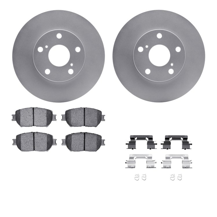 4512-76100 Geospec Brake Rotors w/5000 Advanced Brake Pads Kit & Hardware, 2002-2006 Lexus/Toyota/Scion, Position: Front