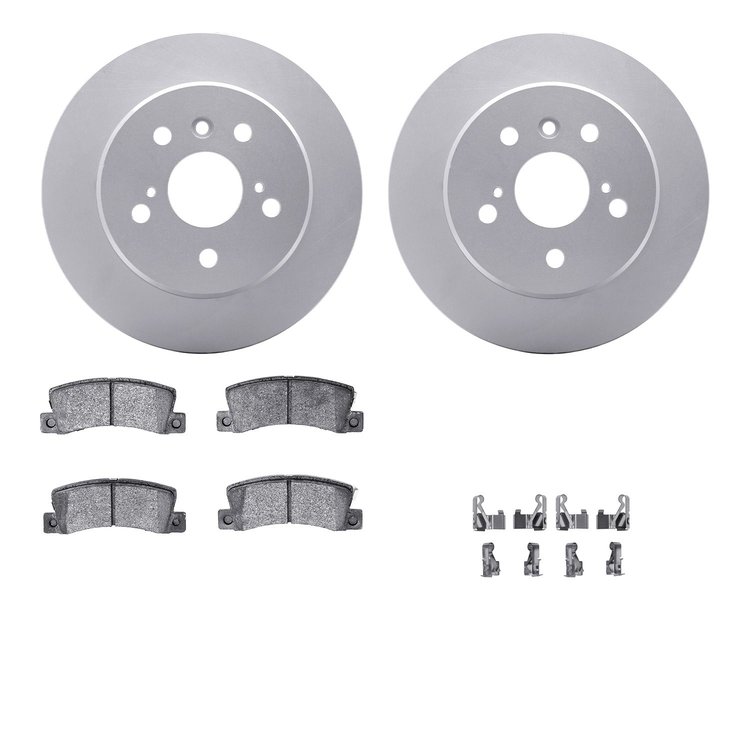 4512-76102 Geospec Brake Rotors w/5000 Advanced Brake Pads Kit & Hardware, 1992-2003 Lexus/Toyota/Scion, Position: Rear