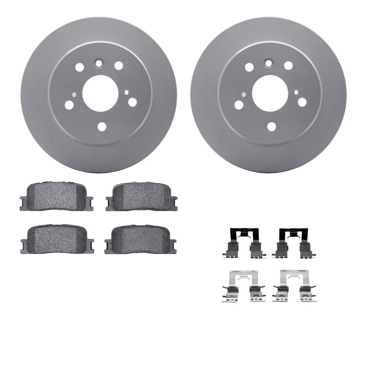 4512-76103 Geospec Brake Rotors w/5000 Advanced Brake Pads Kit & Hardware, 2001-2003 Lexus/Toyota/Scion, Position: Rear