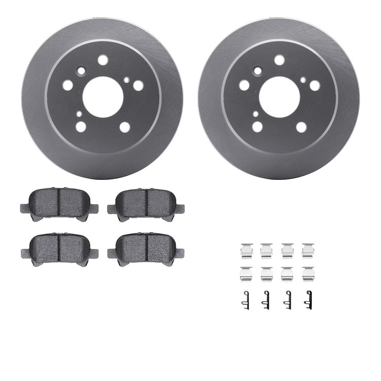 4512-76106 Geospec Brake Rotors w/5000 Advanced Brake Pads Kit & Hardware, 2000-2003 Lexus/Toyota/Scion, Position: Rear