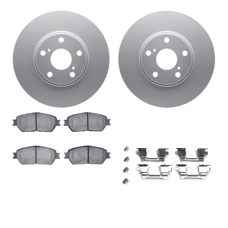 4512-76110 Geospec Brake Rotors w/5000 Advanced Brake Pads Kit & Hardware, 2003-2006 Lexus/Toyota/Scion, Position: Front