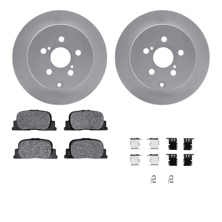 4512-76119 Geospec Brake Rotors w/5000 Advanced Brake Pads Kit & Hardware, 2005-2010 Lexus/Toyota/Scion, Position: Rear