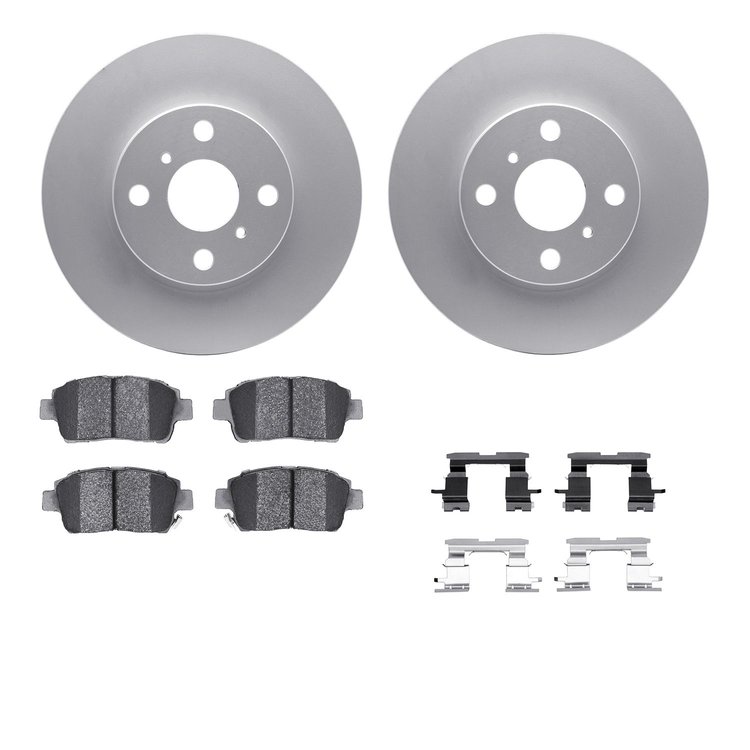 4512-76122 Geospec Brake Rotors w/5000 Advanced Brake Pads Kit & Hardware, 2000-2005 Lexus/Toyota/Scion, Position: Front