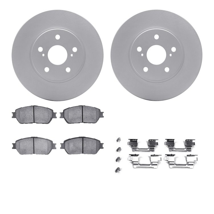 4512-76126 Geospec Brake Rotors w/5000 Advanced Brake Pads Kit & Hardware, 2002-2006 Lexus/Toyota/Scion, Position: Front