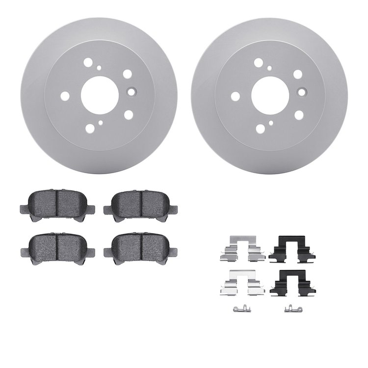 4512-76131 Geospec Brake Rotors w/5000 Advanced Brake Pads Kit & Hardware, 2002-2008 Lexus/Toyota/Scion, Position: Rear