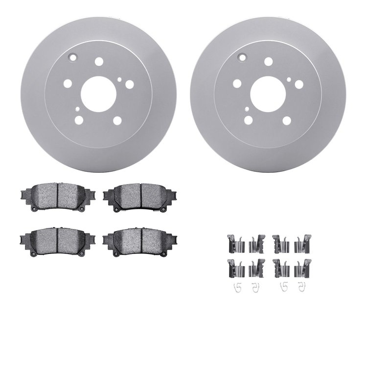 4512-76152 Geospec Brake Rotors w/5000 Advanced Brake Pads Kit & Hardware, 2012-2020 Lexus/Toyota/Scion, Position: Rear