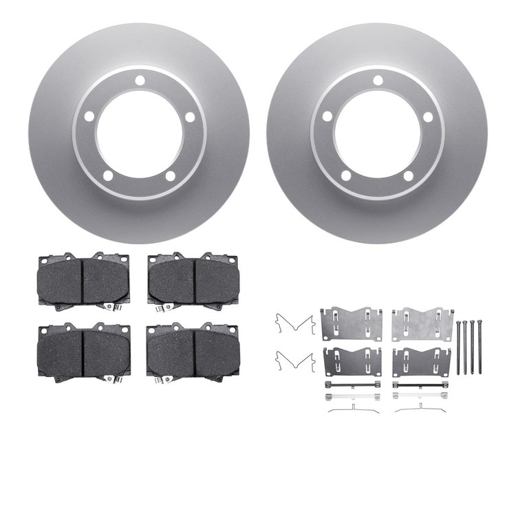 4512-76159 Geospec Brake Rotors w/5000 Advanced Brake Pads Kit & Hardware, 1998-2007 Lexus/Toyota/Scion, Position: Front