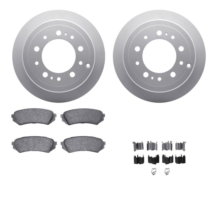 4512-76160 Geospec Brake Rotors w/5000 Advanced Brake Pads Kit & Hardware, 1998-2007 Lexus/Toyota/Scion, Position: Rear