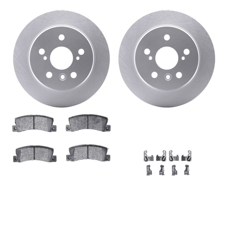 4512-76161 Geospec Brake Rotors w/5000 Advanced Brake Pads Kit & Hardware, 1999-2003 Lexus/Toyota/Scion, Position: Rear