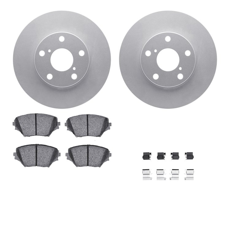 4512-76170 Geospec Brake Rotors w/5000 Advanced Brake Pads Kit & Hardware, 2001-2005 Lexus/Toyota/Scion, Position: Front