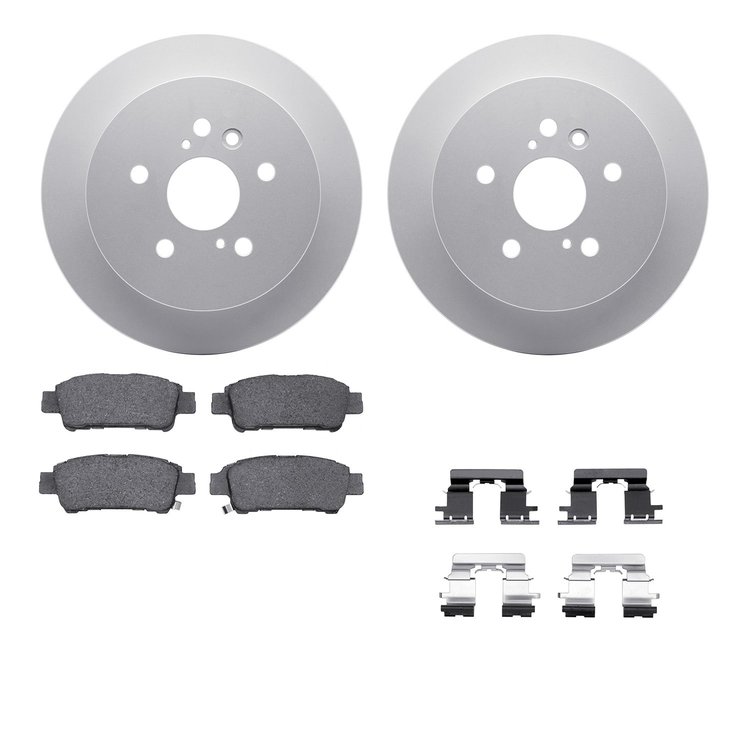 4512-76176 Geospec Brake Rotors w/5000 Advanced Brake Pads Kit & Hardware, 2004-2010 Lexus/Toyota/Scion, Position: Rear
