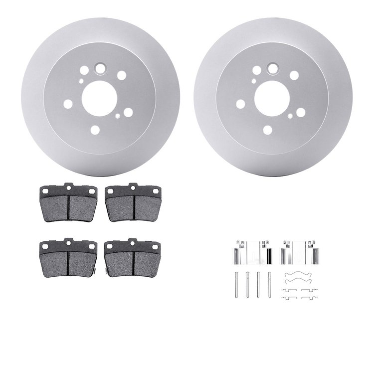 4512-76177 Geospec Brake Rotors w/5000 Advanced Brake Pads Kit & Hardware, 2004-2005 Lexus/Toyota/Scion, Position: Rear