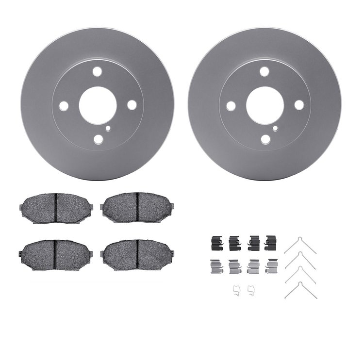 4512-80051 Geospec Brake Rotors w/5000 Advanced Brake Pads Kit & Hardware, 1990-1993 Ford/Lincoln/Mercury/Mazda, Position: Front