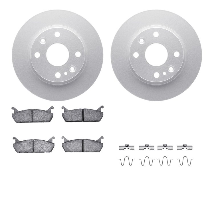 4512-80052 Geospec Brake Rotors w/5000 Advanced Brake Pads Kit & Hardware, 1990-1993 Ford/Lincoln/Mercury/Mazda, Position: Rear