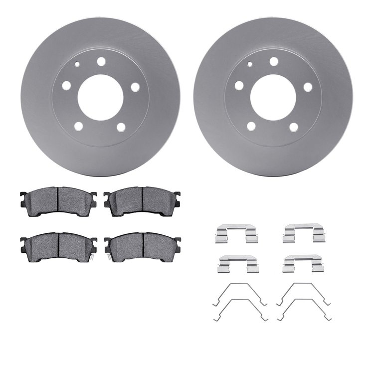 4512-80054 Geospec Brake Rotors w/5000 Advanced Brake Pads Kit & Hardware, 1998-2003 Ford/Lincoln/Mercury/Mazda, Position: Front