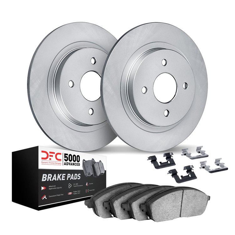 4512-80060 Geospec Brake Rotors w/5000 Advanced Brake Pads Kit & Hardware, 2001-2005 Ford/Lincoln/Mercury/Mazda, Position: Rear
