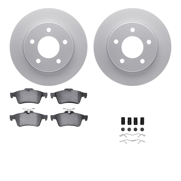 4512-80062 Geospec Brake Rotors w/5000 Advanced Brake Pads Kit & Hardware, 2004-2013 Ford/Lincoln/Mercury/Mazda, Position: Rear