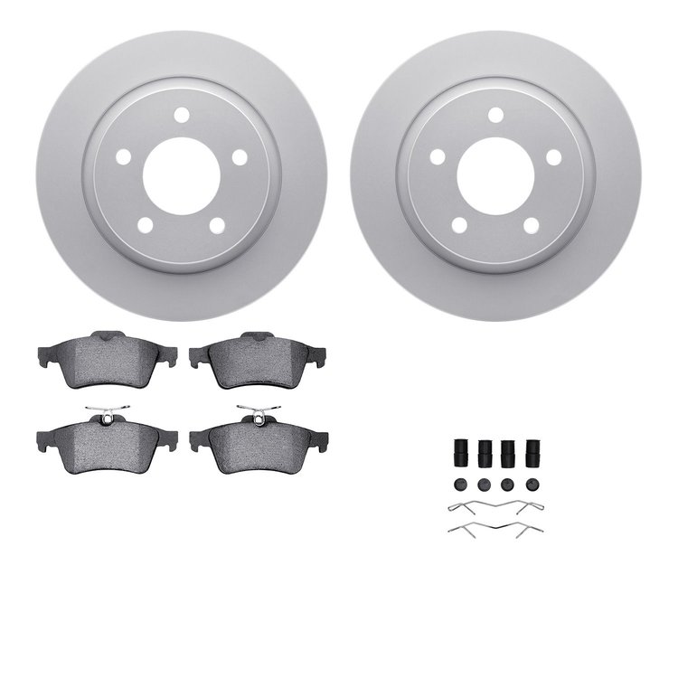 4512-80064 Geospec Brake Rotors w/5000 Advanced Brake Pads Kit & Hardware, 2004-2013 Ford/Lincoln/Mercury/Mazda, Position: Rear