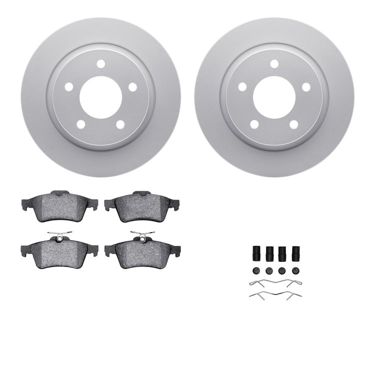 4512-80065 Geospec Brake Rotors w/5000 Advanced Brake Pads Kit & Hardware, 2007-2013 Ford/Lincoln/Mercury/Mazda, Position: Rear