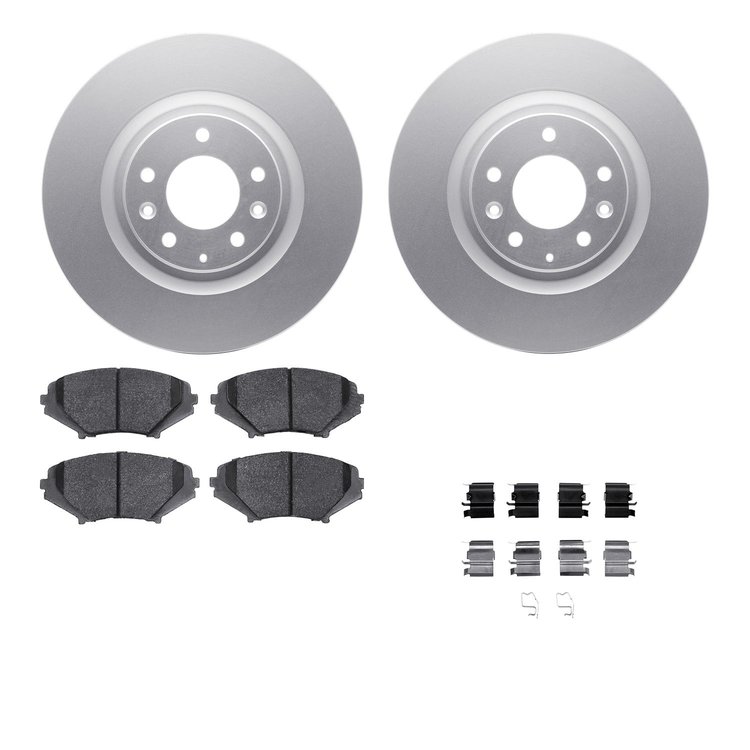4512-80070 Geospec Brake Rotors w/5000 Advanced Brake Pads Kit & Hardware, 2004-2011 Ford/Lincoln/Mercury/Mazda, Position: Front