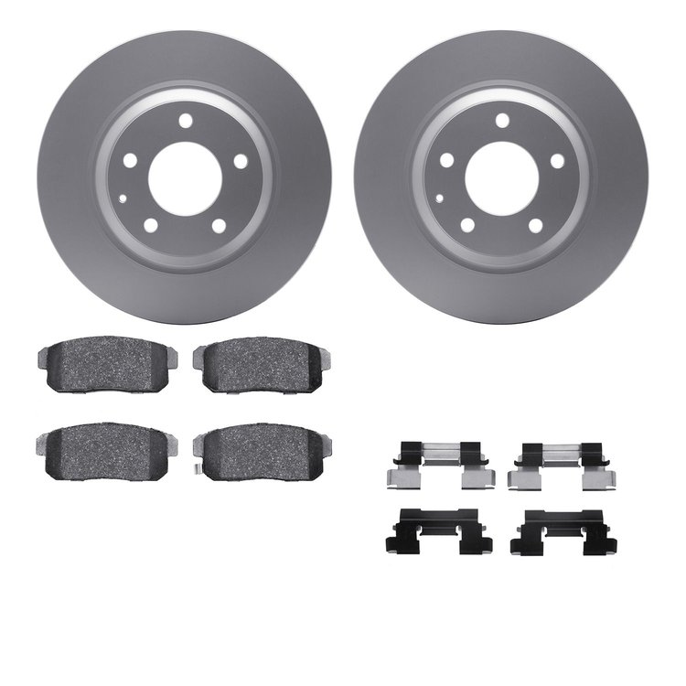 4512-80071 Geospec Brake Rotors w/5000 Advanced Brake Pads Kit & Hardware, 2004-2011 Ford/Lincoln/Mercury/Mazda, Position: Rear