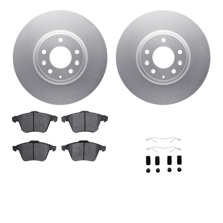 4512-80072 Geospec Brake Rotors w/5000 Advanced Brake Pads Kit & Hardware, 2006-2007 Ford/Lincoln/Mercury/Mazda, Position: Front