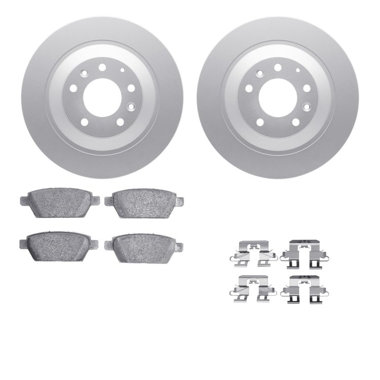 4512-80073 Geospec Brake Rotors w/5000 Advanced Brake Pads Kit & Hardware, 2006-2007 Ford/Lincoln/Mercury/Mazda, Position: Rear