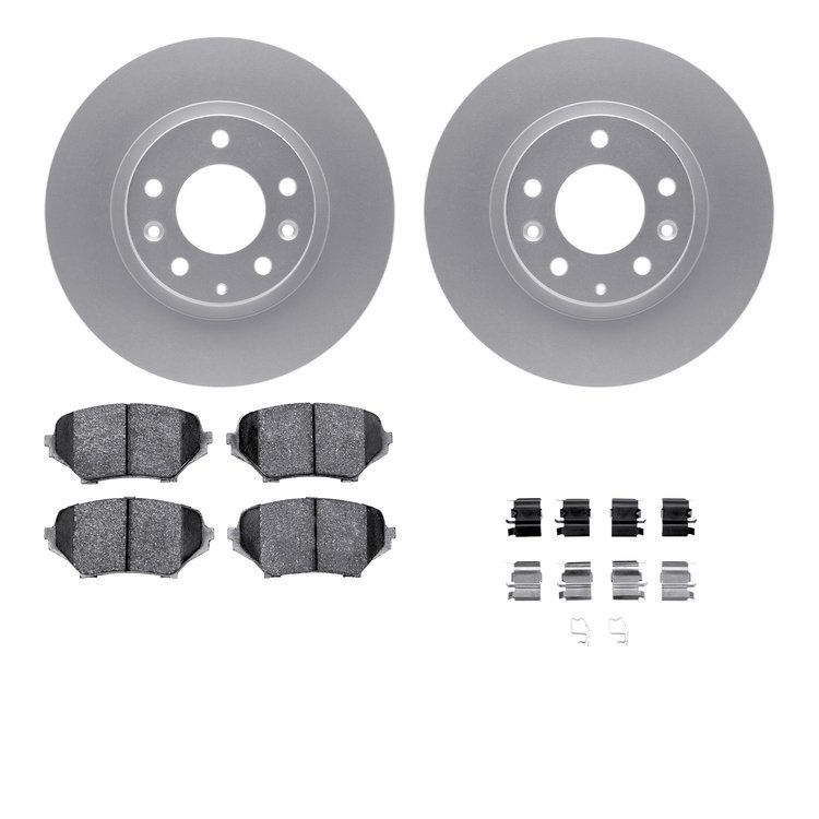 4512-80074 Geospec Brake Rotors w/5000 Advanced Brake Pads Kit & Hardware, 2006-2015 Ford/Lincoln/Mercury/Mazda, Position: Front