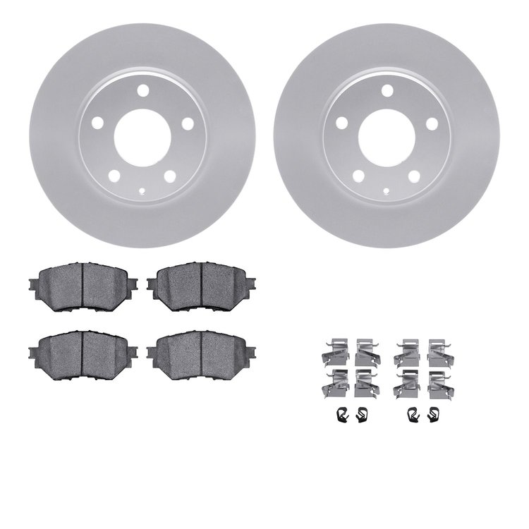 4512-80083 Geospec Brake Rotors w/5000 Advanced Brake Pads Kit & Hardware, 2014-2018 Ford/Lincoln/Mercury/Mazda, Position: Front