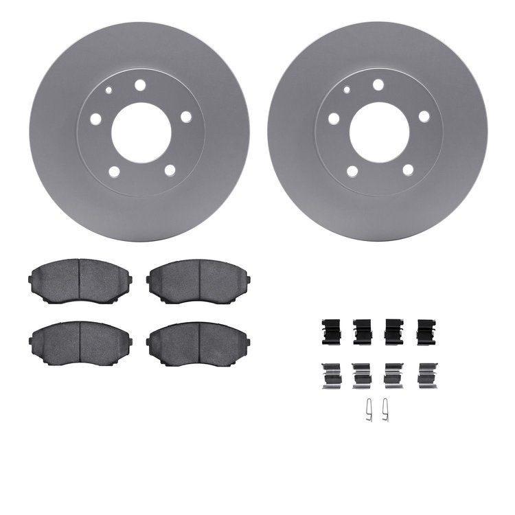 4512-80084 Geospec Brake Rotors w/5000 Advanced Brake Pads Kit & Hardware, 2000-2006 Ford/Lincoln/Mercury/Mazda, Position: Front