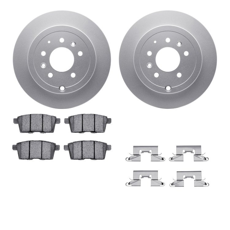 4512-80093 Geospec Brake Rotors w/5000 Advanced Brake Pads Kit & Hardware, 2007-2012 Ford/Lincoln/Mercury/Mazda, Position: Rear