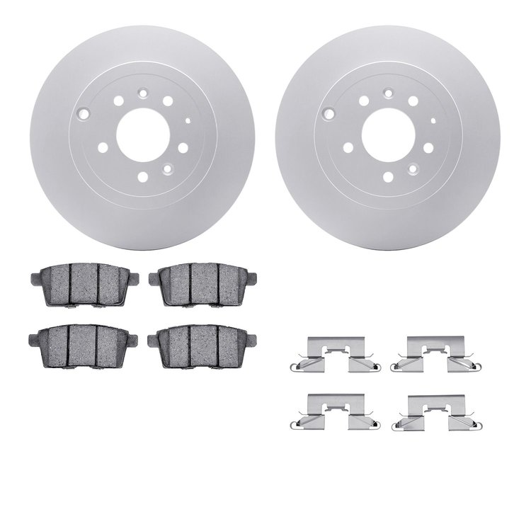 4512-80094 Geospec Brake Rotors w/5000 Advanced Brake Pads Kit & Hardware, 2007-2015 Ford/Lincoln/Mercury/Mazda, Position: Rear