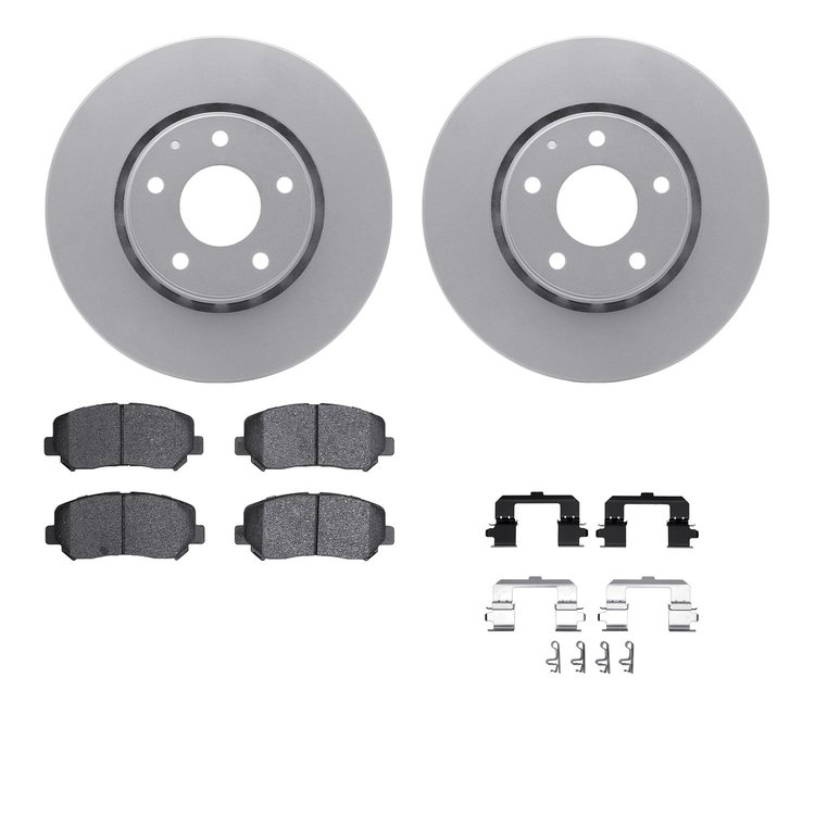 4512-80105 Geospec Brake Rotors w/5000 Advanced Brake Pads Kit & Hardware, Fits Select Ford/Lincoln/Mercury/Mazda, Position: Fro