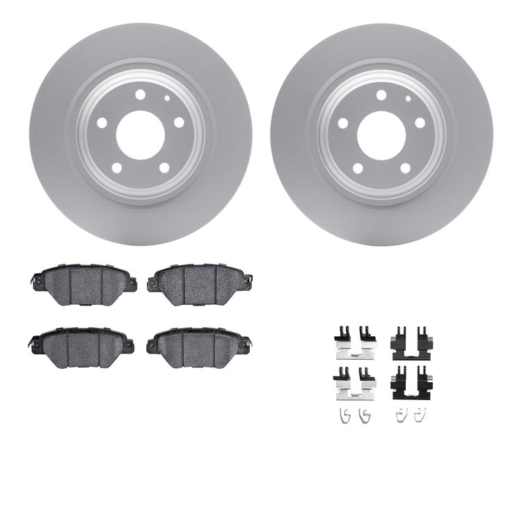 4512-80106 Geospec Brake Rotors w/5000 Advanced Brake Pads Kit & Hardware, Fits Select Ford/Lincoln/Mercury/Mazda, Position: Rea