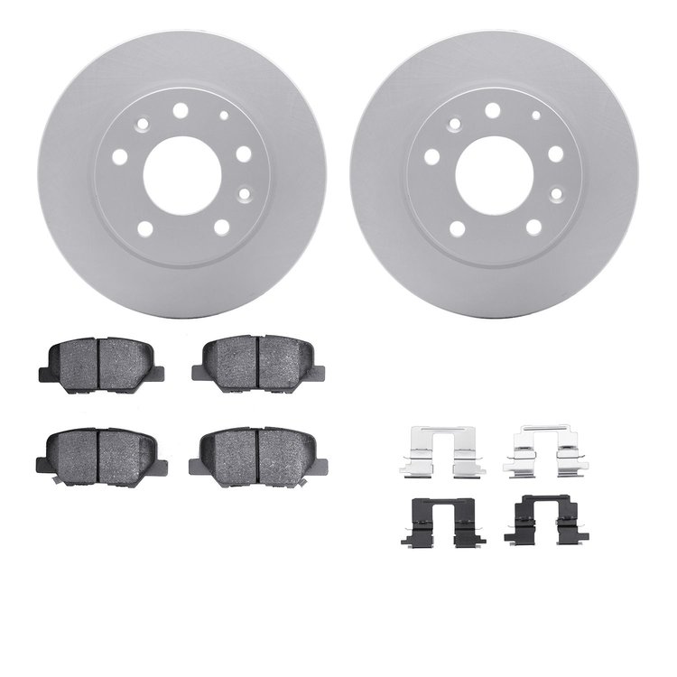 4512-80110 Geospec Brake Rotors w/5000 Advanced Brake Pads Kit & Hardware, 2017-2018 Ford/Lincoln/Mercury/Mazda, Position: Rear