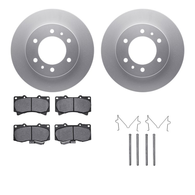 4512-93003 Geospec Brake Rotors w/5000 Advanced Brake Pads Kit & Hardware, 2006-2010 GM, Position: Front