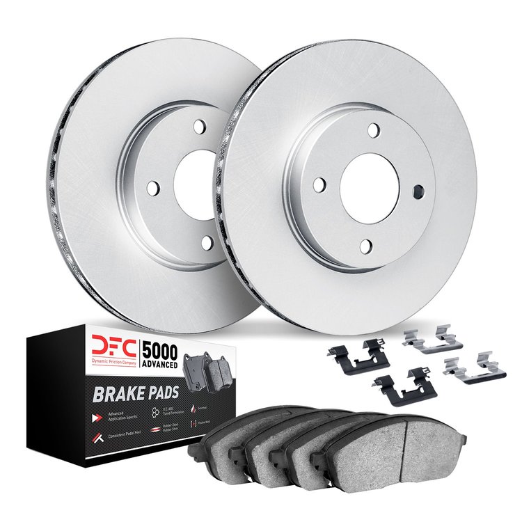 4512-99002 Geospec Brake Rotors w/5000 Advanced Brake Pads Kit & Hardware, 1990-2003 Ford/Lincoln/Mercury/Mazda, Position: Front
