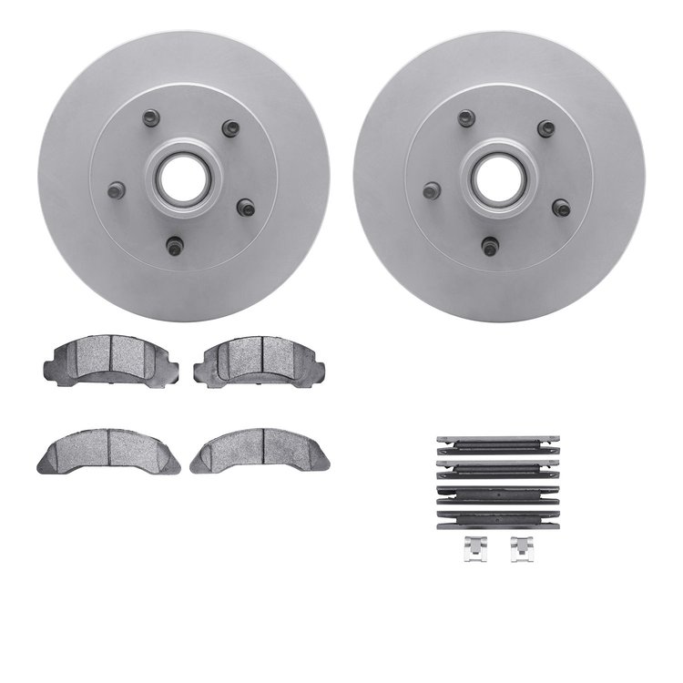 4512-99011 Geospec Brake Rotors w/5000 Advanced Brake Pads Kit & Hardware, 1986-1987 Ford/Lincoln/Mercury/Mazda, Position: Front