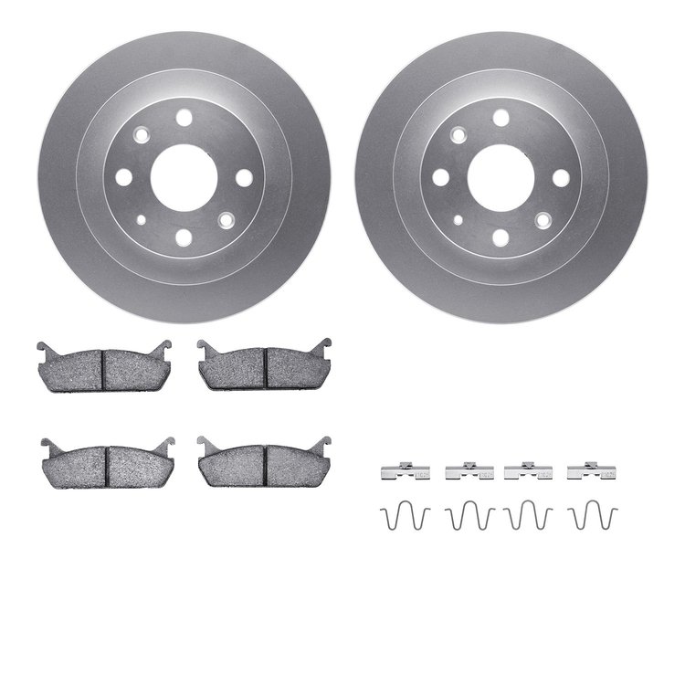 4512-99013 Geospec Brake Rotors w/5000 Advanced Brake Pads Kit & Hardware, 1990-1996 Ford/Lincoln/Mercury/Mazda, Position: Rear