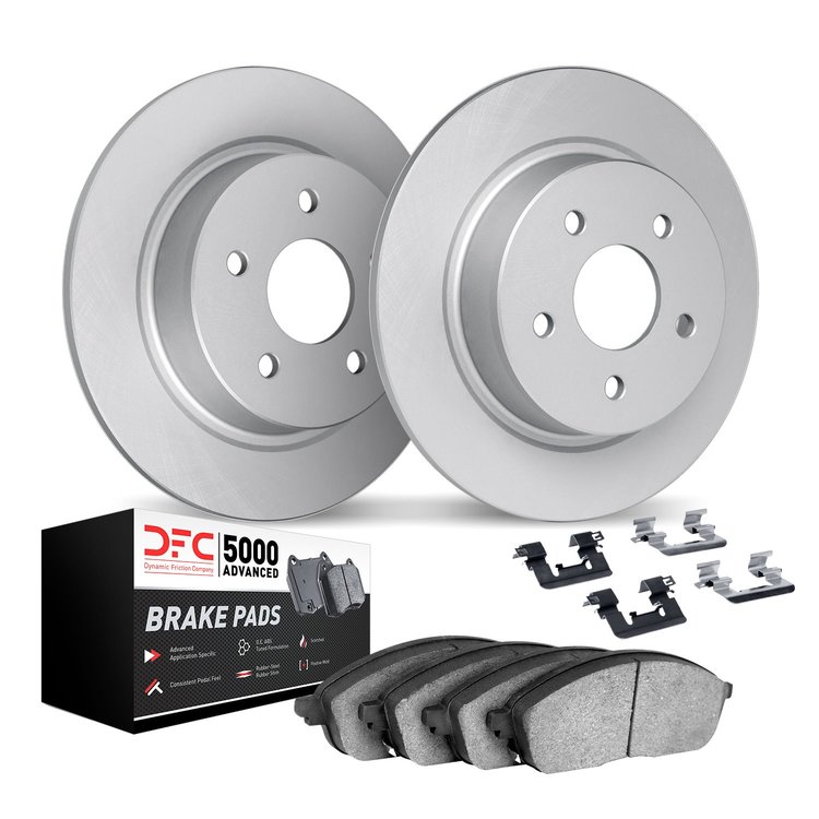 4512-99016 Geospec Brake Rotors w/5000 Advanced Brake Pads Kit & Hardware, 1993-2005 Ford/Lincoln/Mercury/Mazda, Position: Rear