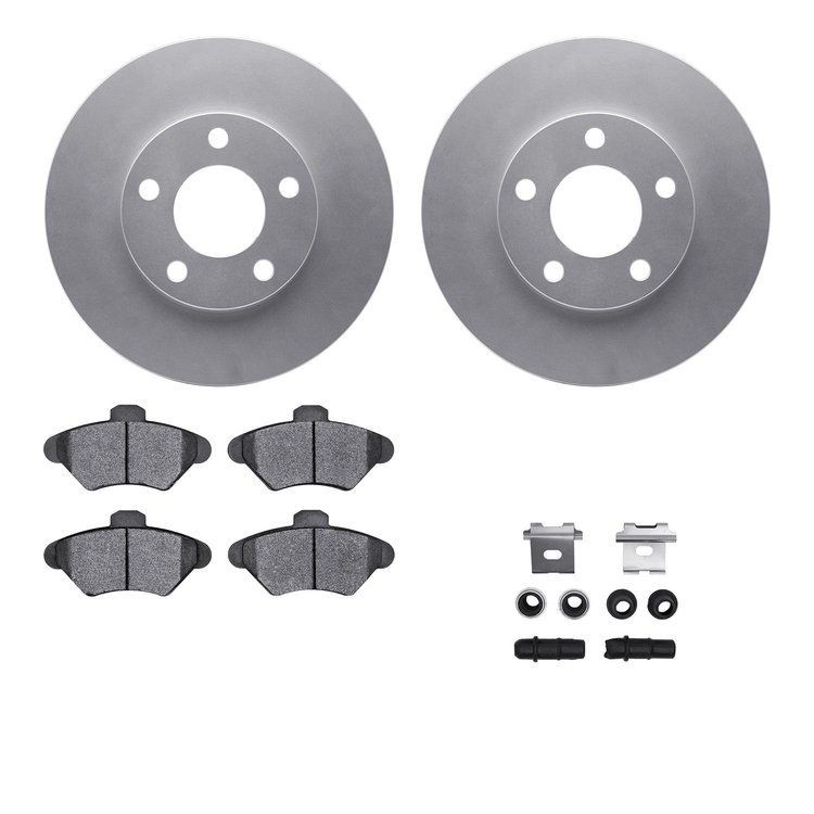 4512-99017 Geospec Brake Rotors w/5000 Advanced Brake Pads Kit & Hardware, 1994-1998 Ford/Lincoln/Mercury/Mazda, Position: Front